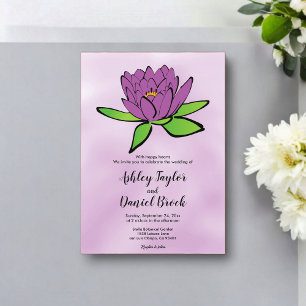 Invitations En Acrylique Rustique Dusty violet Lotus Fleur Mariage Floral
