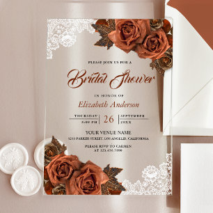 Invitations En Acrylique Rustique Toile de Jute Terracotta Poussiéreuse Ros
