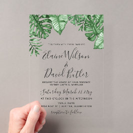 Invitations En Acrylique Rustique Tropical Greenery Mariage botanique