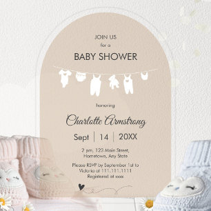 Invitations En Acrylique Sable Minimaliste Transparent Baby Shower