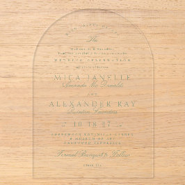 Invitations En Acrylique Sage Green Élégante Calligraphie Mariage officiel