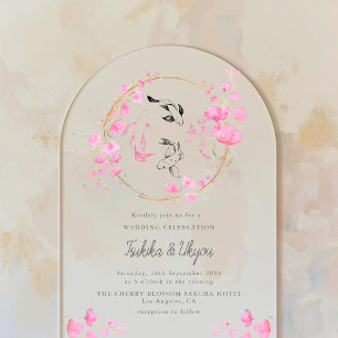 Invitations En Acrylique Sakura Fleur de Cerisier Koi Poisson Japon Mariage