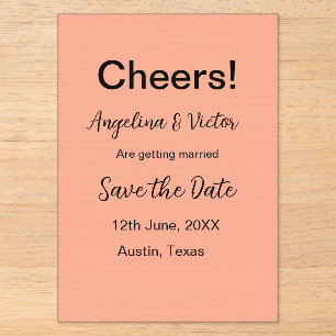 Invitations En Acrylique Salutations enregistrer la date simple minimaliste