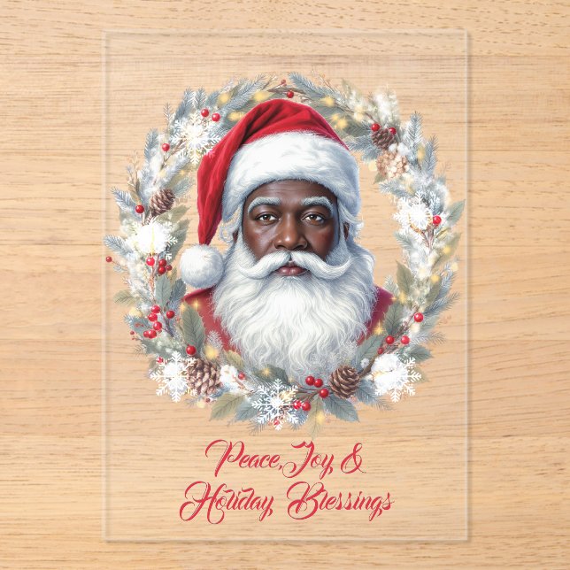 Invitations En Acrylique Santa Holiday Blessings Flat Card (Recto)