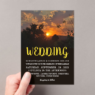Invitations En Acrylique Scène de coucher de soleil vespéral, mariage rusti