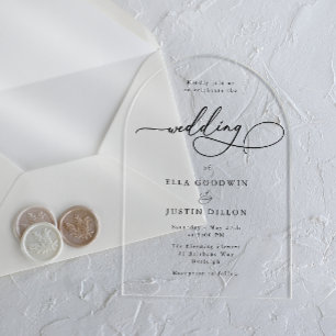 Invitations En Acrylique Script moderne simple minimaliste