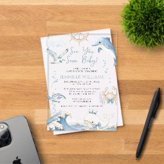 Invitations En Acrylique Sea You Soon Baby Ocean Boy Shower