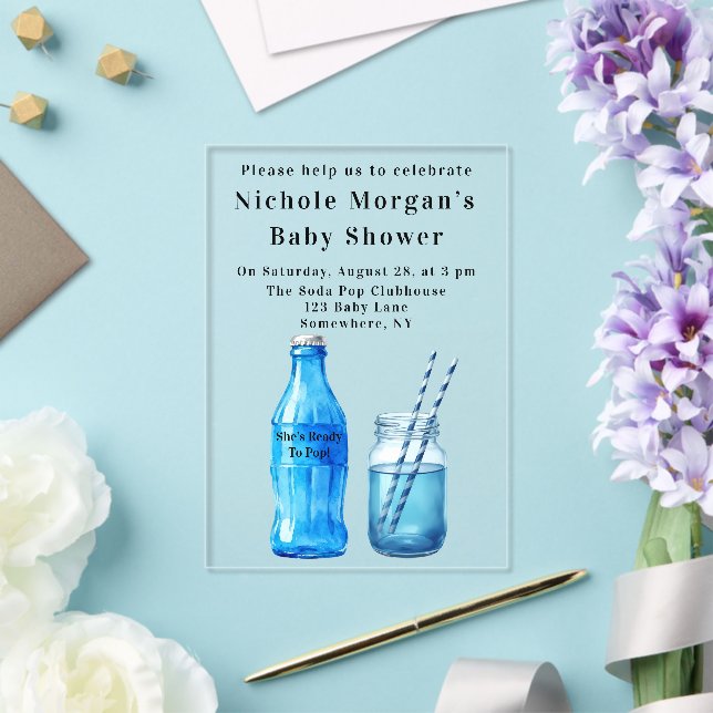 Invitations En Acrylique She’s Ready To Pop Boy Baby Shower (Insitu (Mariage))