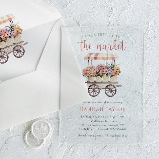 Invitations En Acrylique She's Fresh Off The Market Bridal Shower (Créateur téléchargé)