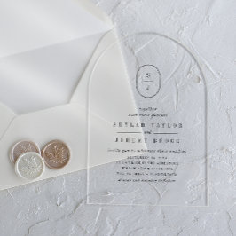 Invitations En Acrylique SHYLAH Monogramme Simple Boho Moderne Mariage uniq