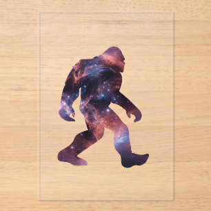 Invitations En Acrylique Silhouette de Bigfoot avec intérieur de galaxie