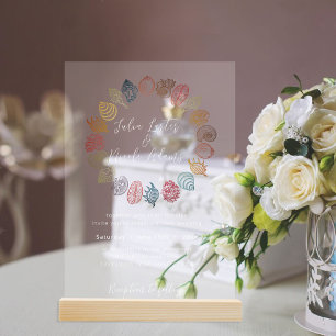 Invitations En Acrylique Simple Beach Blue Ocean Seashell Mariage