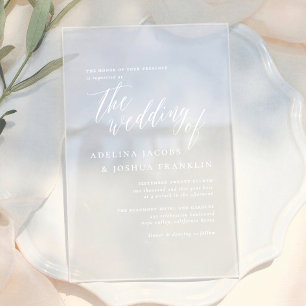 Invitations En Acrylique Simple Calligraphie Mariage Élégant