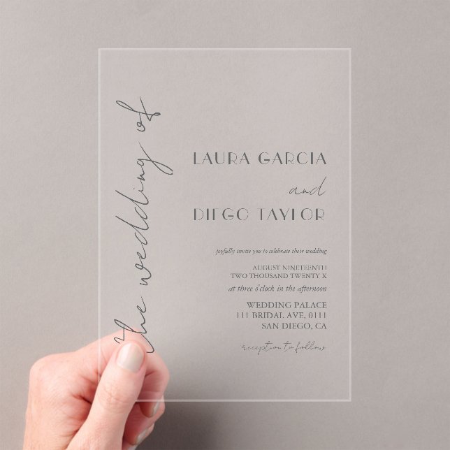 Invitations En Acrylique Simple Calligraphy Wedding (In situ (ordinateur de poche))