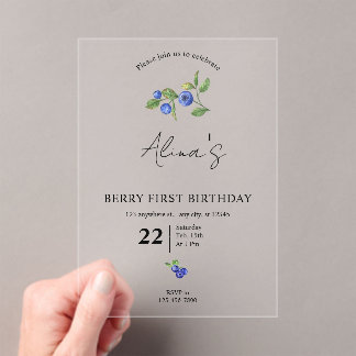 Invitations En Acrylique Simple Custom Berry first birthday fruit birthday 