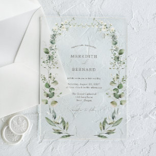 Invitations En Acrylique Simple Élégant Mariage Botanique