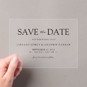 Invitations En Acrylique Simple élégant moderne Script Wedding Enregistrer 
