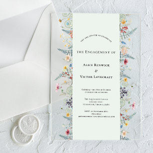 Invitations En Acrylique Simple Fougère de Fleur Sauvage Menthe Verte Fête