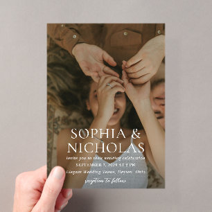 Invitations En Acrylique Simple Mariage photo moderne noir et blanc