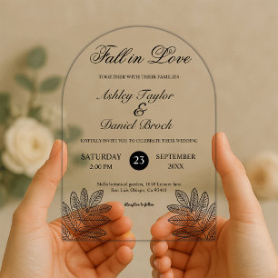 Invitations En Acrylique Simple Mariage Tomber en Amour à l'Automne Rustiqu