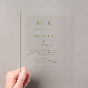 Invitations En Acrylique Simple Minimaliste et Chic Mariage