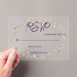 Invitations En Acrylique Simple Moderne Florale Classique Mariage RSVP