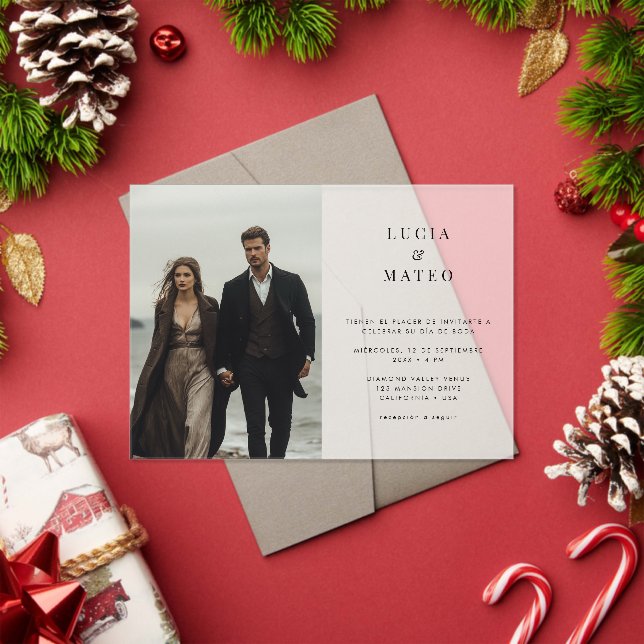 Invitations En Acrylique Simple moderne Frosted Espagnol Mariage photo (Insitu (vacances))
