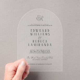 Invitations En Acrylique Simple Moderne Mariage à Rayures Verticales