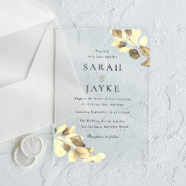 Invitations En Acrylique Simple moderne minimaliste Mariage feuille or
