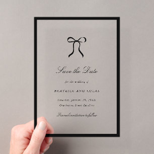 Invitations En Acrylique Simple Nœud Papillon Mariage Classique Enregistrer