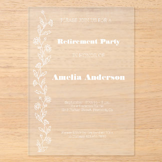 Invitations En Acrylique Simple retraite doodle marguerite blanc