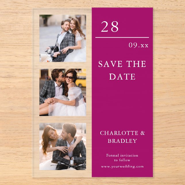 Invitations En Acrylique Simple Wedding Save The Date Photo Picture (Recto)