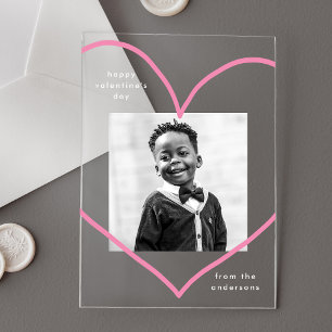 Invitations En Acrylique Simply Love Pink Heart Photo Saint-Valentin