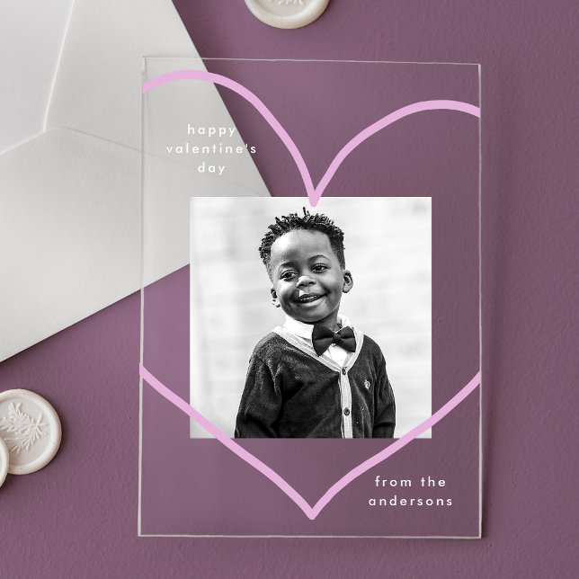 Invitations En Acrylique Simply Love Purple Heart Photo Saint-Valentin (Créateur téléchargé)