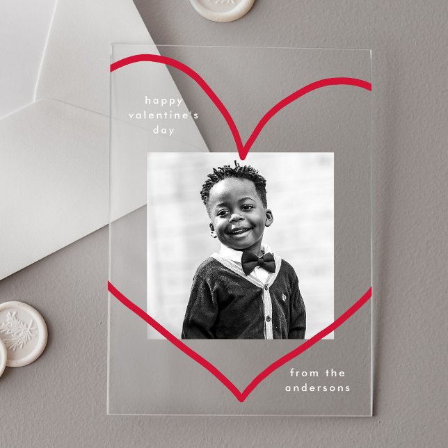 Invitations En Acrylique Simply Love Red Heart Photo Saint Valentin (Créateur téléchargé)
