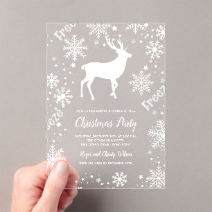 Invitations En Acrylique Snowflakes rennes clair fête de Noël