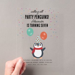 Invitations En Acrylique Soirée Anniversaire de enfant aux oiseaux d'hiver 