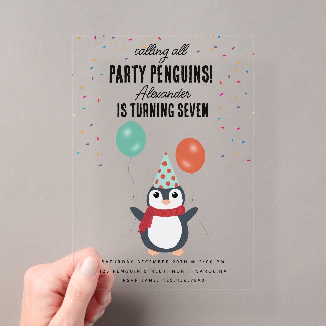 Invitations En Acrylique Soirée Anniversaire de enfant aux oiseaux d'hiver  (In situ (ordinateur de poche))