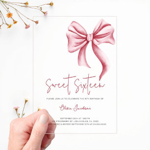 Invitations En Acrylique Soirée d'anniversaire Elegant Sweet sixteen de cab