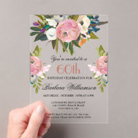 Soirée élégante peinte à la main florale 60e anniv