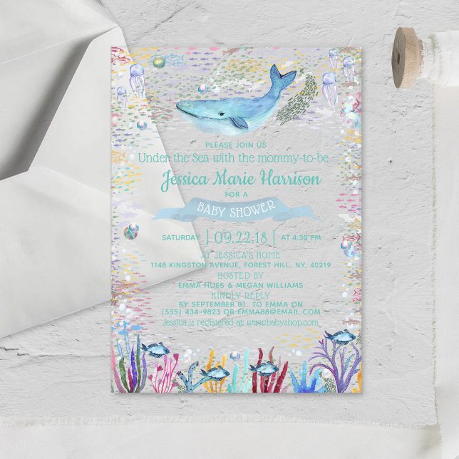 Invitations En Acrylique Sous la mer | Baby shower à thème océanique (Créateur téléchargé)