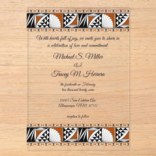 Invitations En Acrylique Southwest Sunrise (Recto)