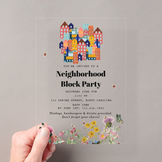 Invitations En Acrylique Spring Neighborhood BBQ Block Party (In situ (ordinateur de poche))