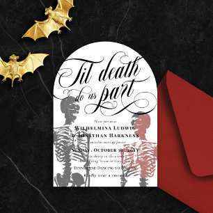 Invitations En Acrylique Squelette de mariage jusqu'à ce que la mort nous s