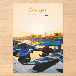 Invitations En Acrylique Srinagar, Inde - Bateaux Shikara du lac Dal