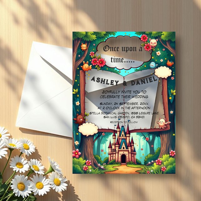 Invitations En Acrylique Storybook Forest Woodland Castle Fairytale Mariage (Créateur téléchargé)