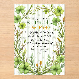 Invitations En Acrylique Striped Clover Border Party 