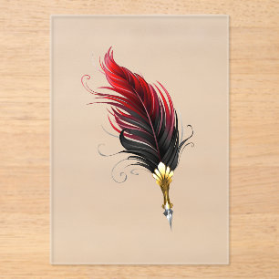 Invitations En Acrylique Stylo rouge en plumes avec nib or