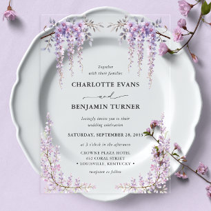 Invitations En Acrylique Superbe aquarelle Wisteria Floral Garden Mariage