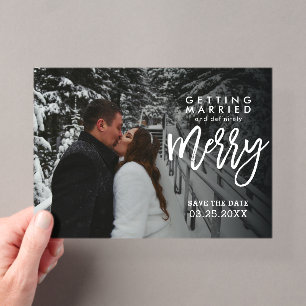 Invitations En Acrylique Sûrement Joyeux Mariage D'Hiver Enregistrer La Dat